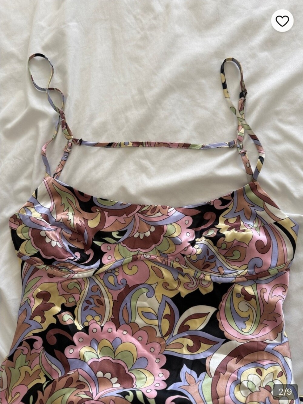 "Pucci" Style Paisley Satin Slip Maxi Dress in Pink and Black - Picture 3 of 5